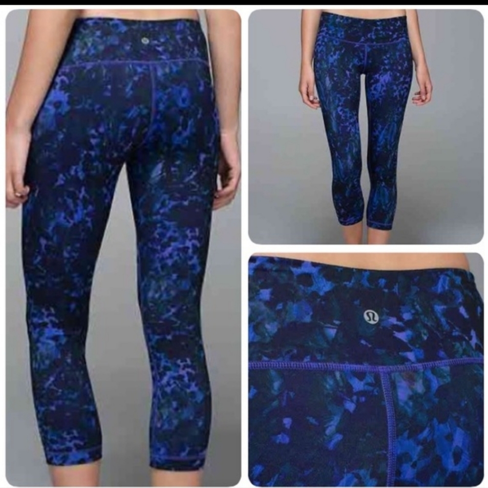 Lululemon Wunder Under ll capri Iris Floral Full On Luon fabric purple size 8